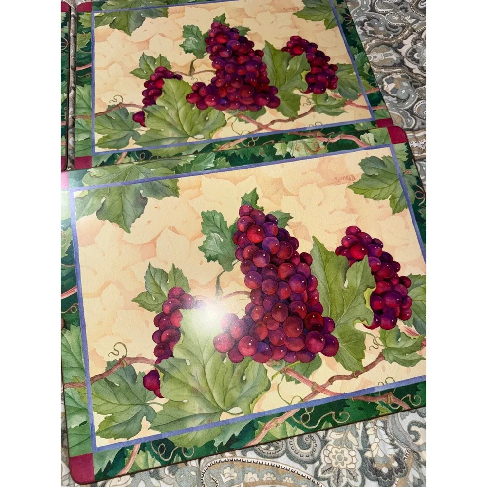 Pimpernel‎ Cork Back Placemats Set of 4 Grapes Vine Motif Made in England Tuscan